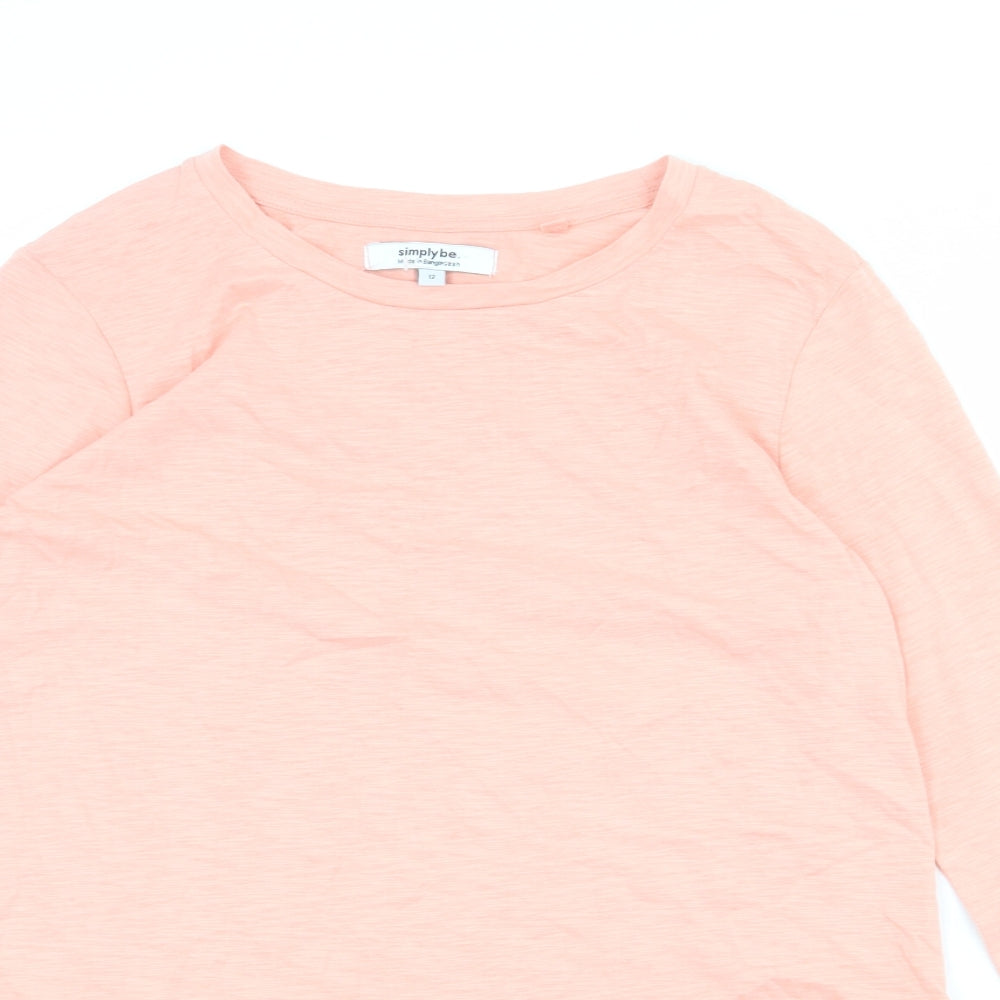Simply Be Womens Pink Cotton Basic Blouse Size 12 Round Neck