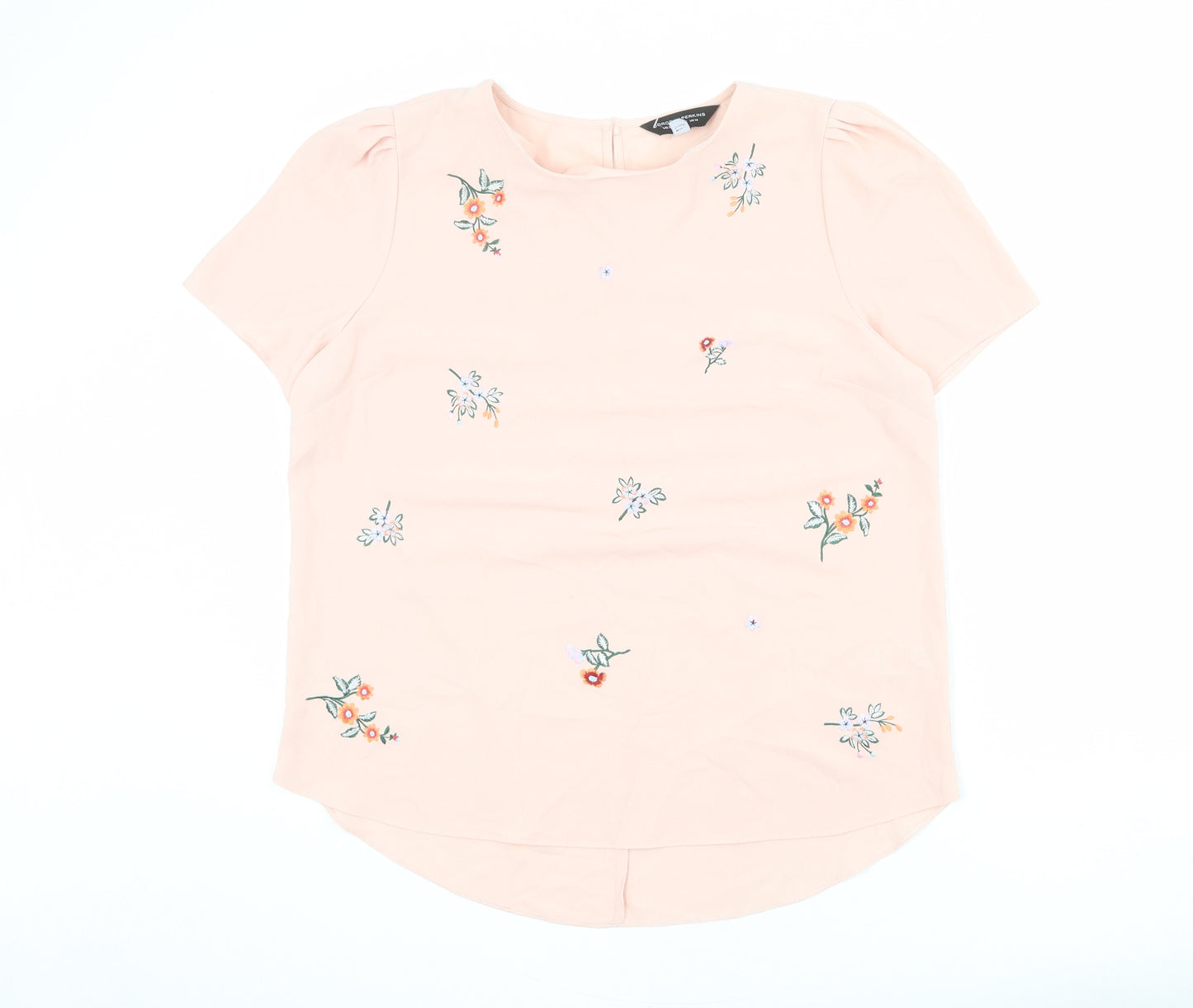 Dorothy Perkins Womens Pink Polyester Basic Blouse Size 14 Round Neck - Flower Details