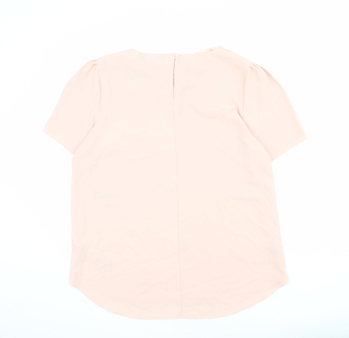 Dorothy Perkins Womens Pink Polyester Basic Blouse Size 14 Round Neck - Flower Details