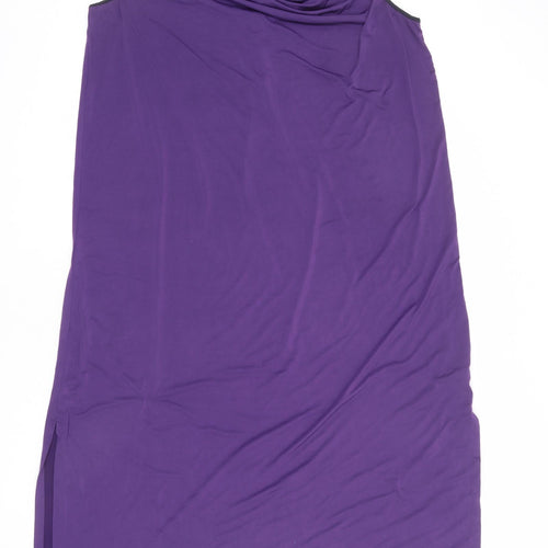 Midnight Womens Purple Polyester Maxi Size XL Cowl Neck Pullover