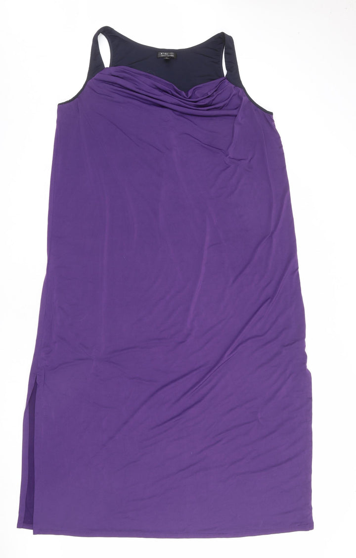 Midnight Womens Purple Polyester Maxi Size XL Cowl Neck Pullover