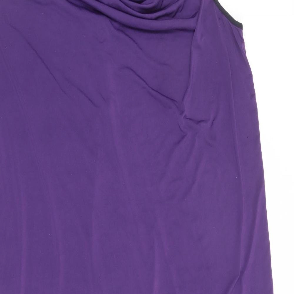 Midnight Womens Purple Polyester Maxi Size XL Cowl Neck Pullover