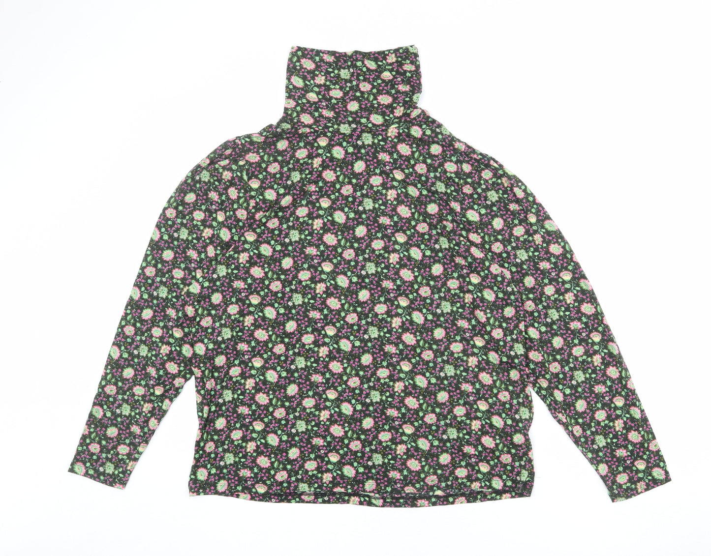 Per Una Womens Multicoloured Floral Modal Basic T-Shirt Size 22 Roll Neck