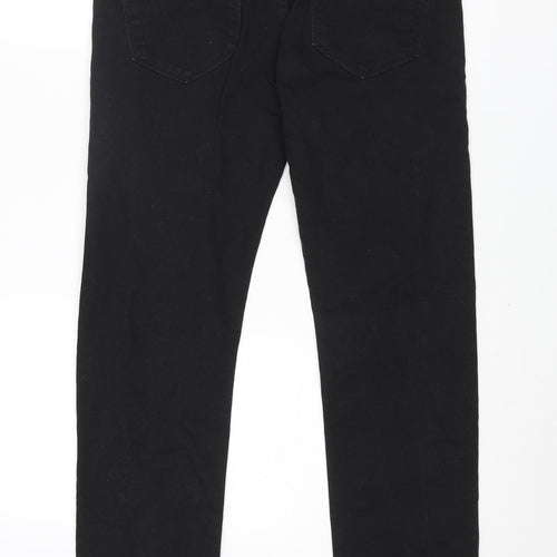 Marks and Spencer Mens Black Cotton Skinny Jeans Size 32 in L33 in Regular Button