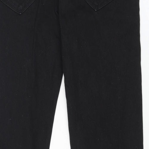 Marks and Spencer Mens Black Cotton Skinny Jeans Size 32 in L33 in Regular Button