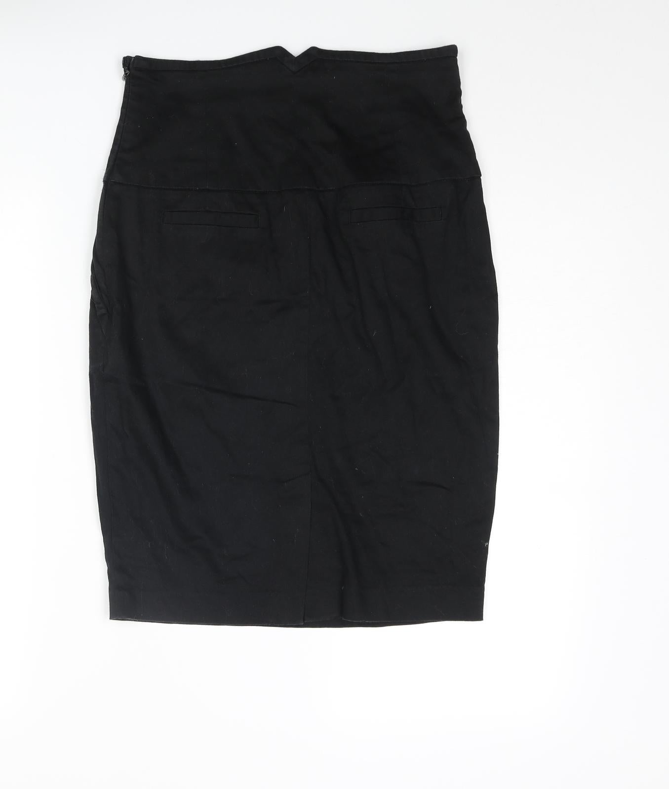 RESERVED Womens Black Polyester Straight & Pencil Skirt Size 10 Zip