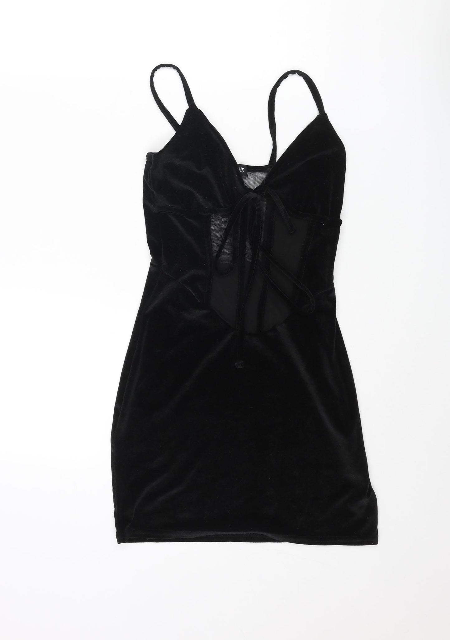 Rebellious Womens Black Polyester Mini Size 8 Sweetheart Tie - Mesh Cut Out