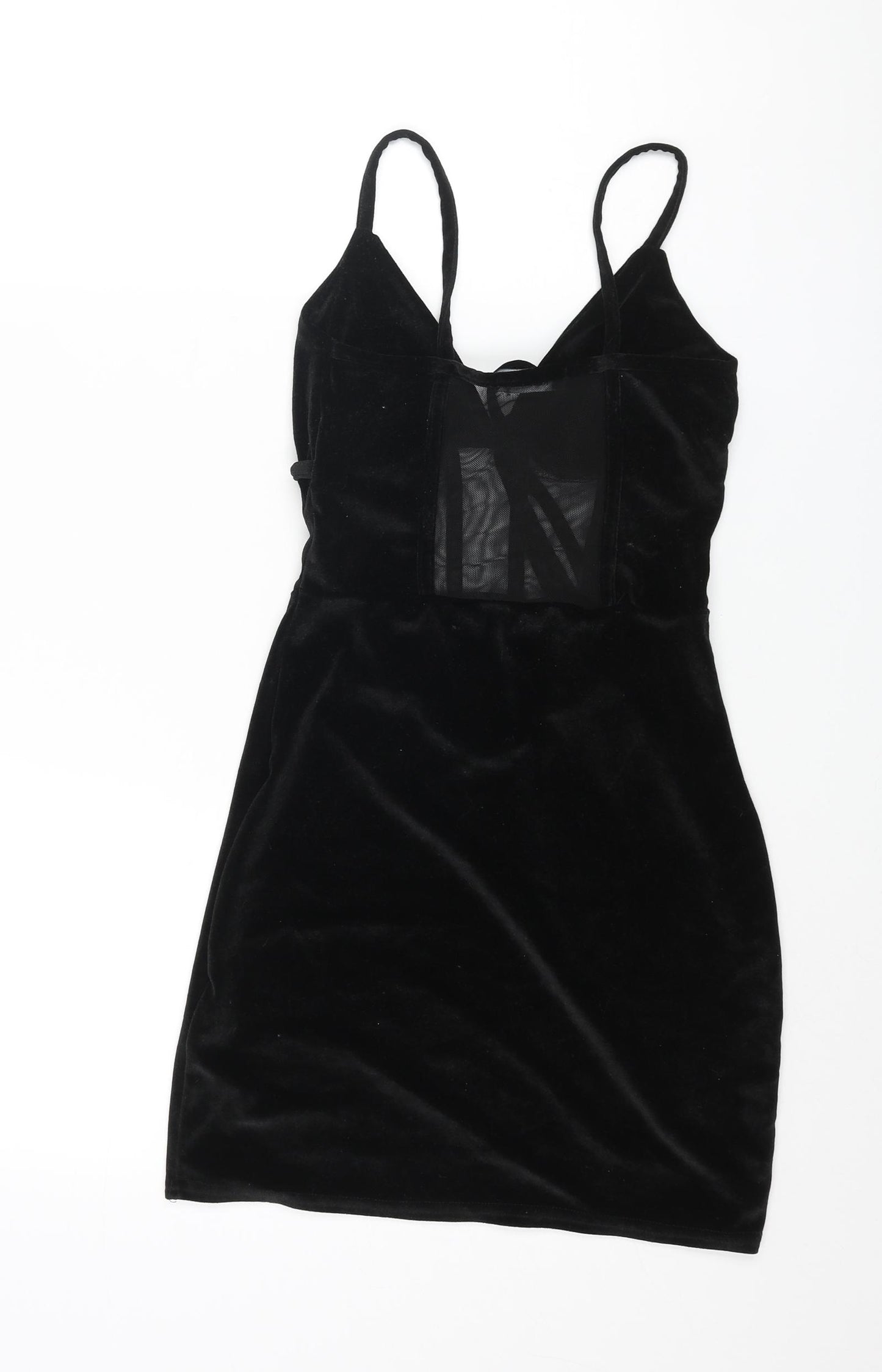 Rebellious Womens Black Polyester Mini Size 8 Sweetheart Tie - Mesh Cut Out