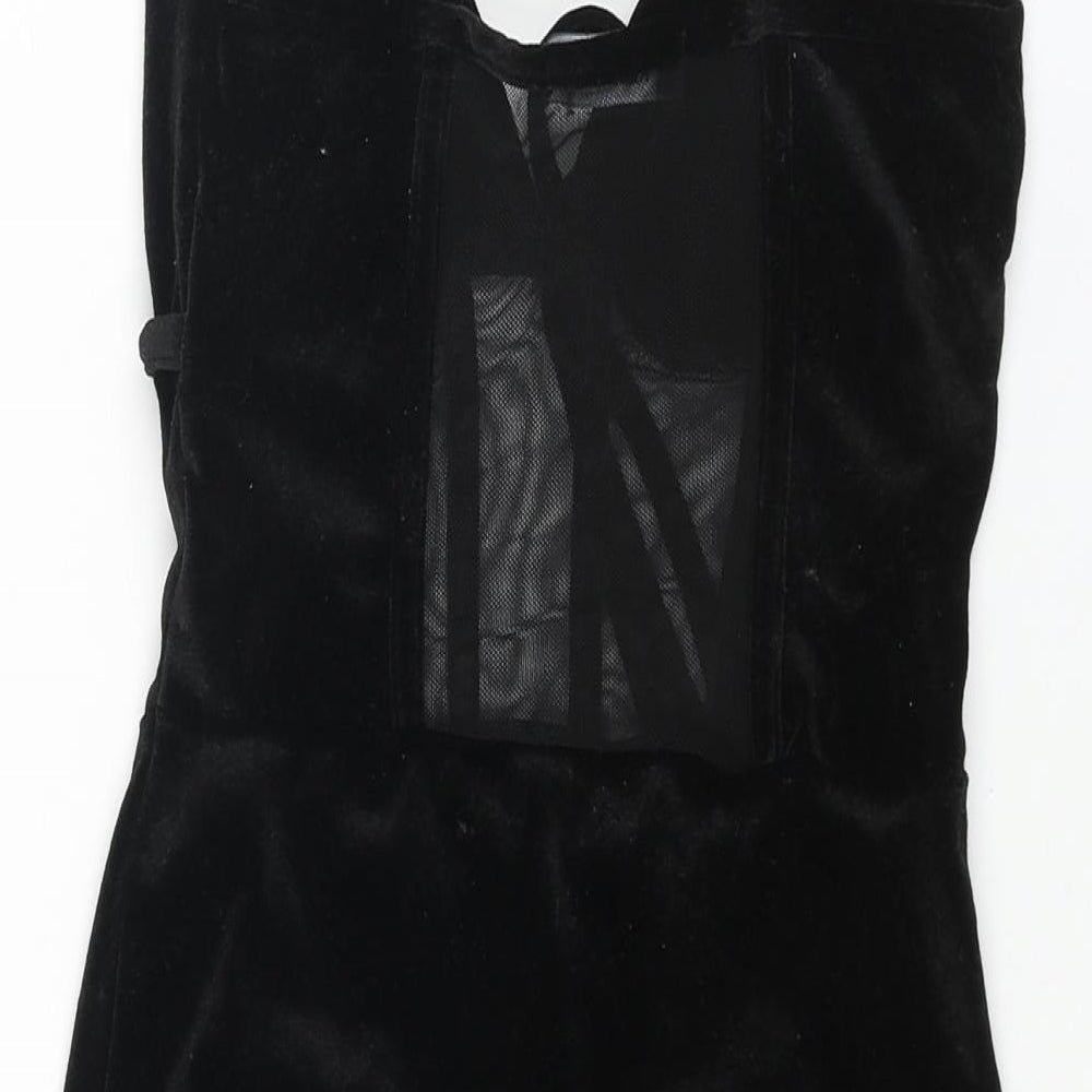 Rebellious Womens Black Polyester Mini Size 8 Sweetheart Tie - Mesh Cut Out