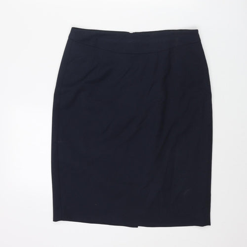 John Lewis Womens Blue Polyester Straight & Pencil Skirt Size 12 Zip