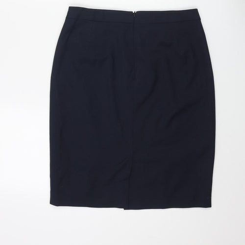 John Lewis Womens Blue Polyester Straight & Pencil Skirt Size 12 Zip