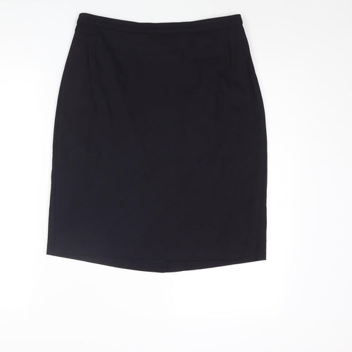 Marks and Spencer Womens Blue Wool Straight & Pencil Skirt Size 14 Zip