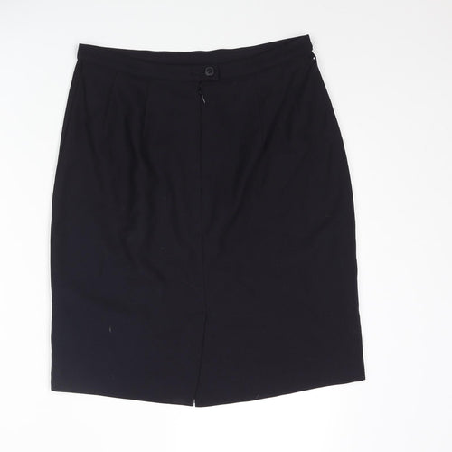 Marks and Spencer Womens Blue Wool Straight & Pencil Skirt Size 14 Zip