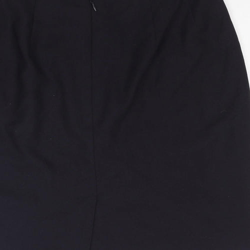 Marks and Spencer Womens Blue Wool Straight & Pencil Skirt Size 14 Zip