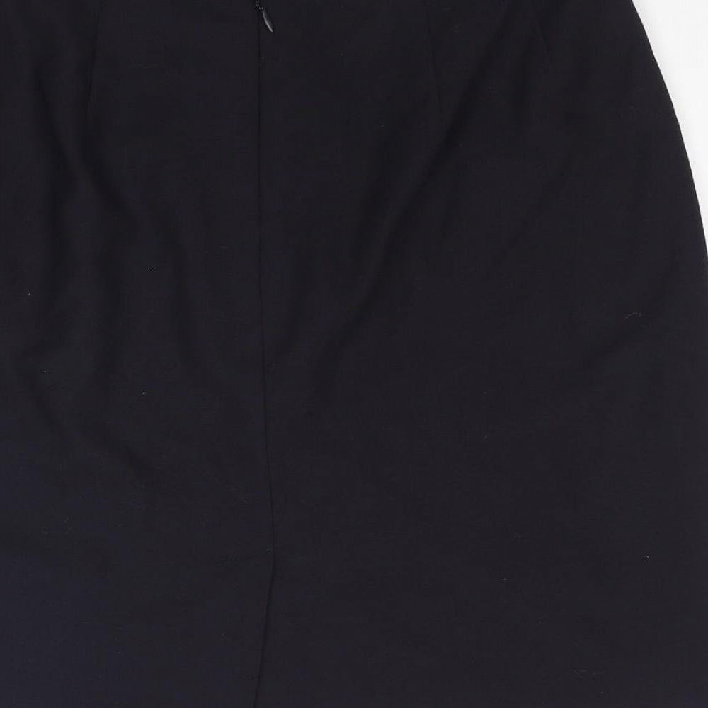 Marks and Spencer Womens Blue Wool Straight & Pencil Skirt Size 14 Zip
