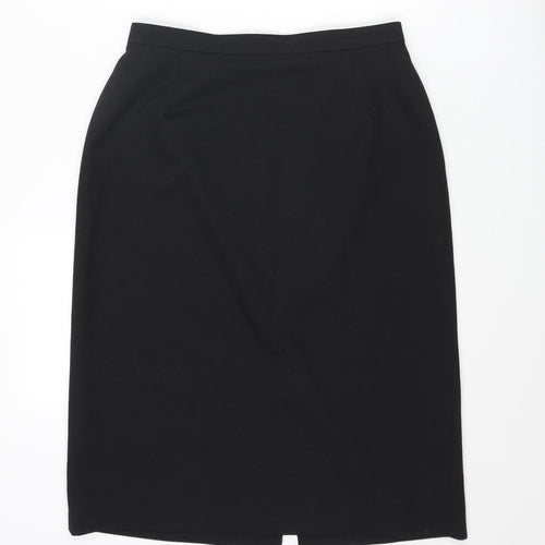 Marks and Spencer Womens Black Polyester Straight & Pencil Skirt Size 32 in Zip
