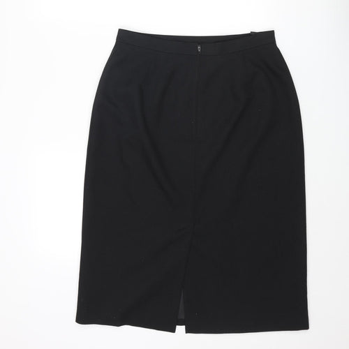 Marks and Spencer Womens Black Polyester Straight & Pencil Skirt Size 32 in Zip
