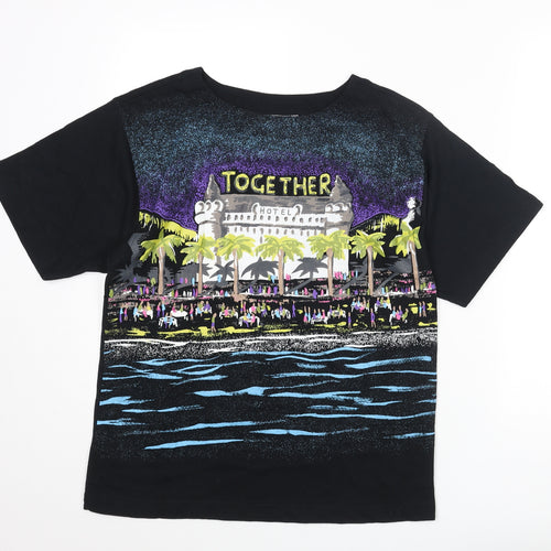 Together Womens Black Cotton Basic T-Shirt Size 8 Round Neck - Size 8-10, Together Hotel