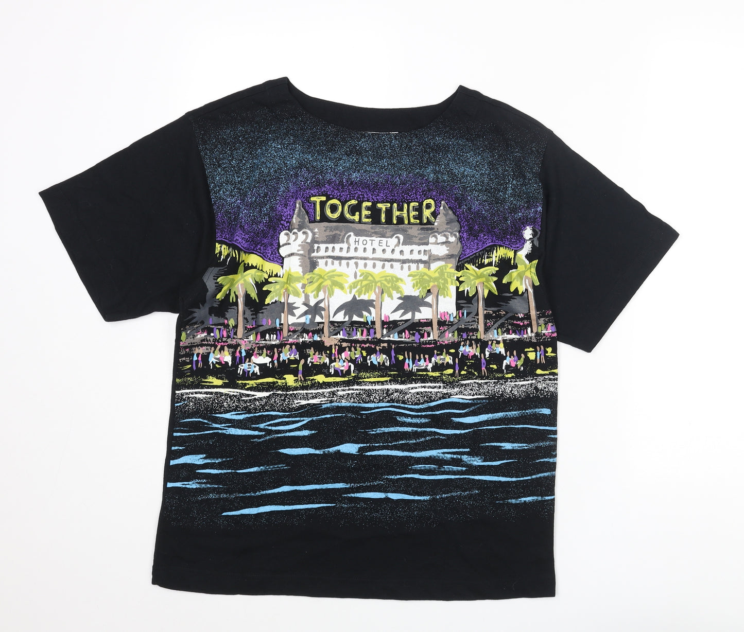 Together Womens Black Cotton Basic T-Shirt Size 8 Round Neck - Size 8-10, Together Hotel