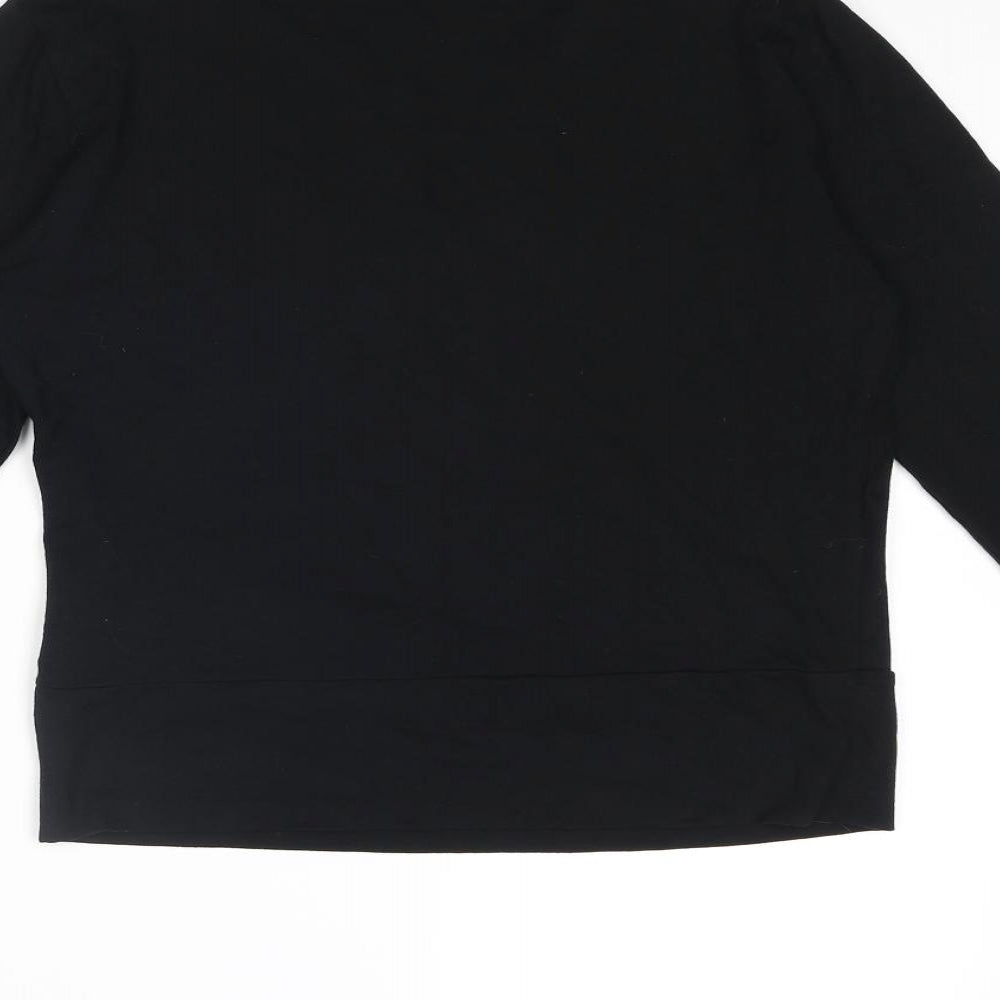 Marks and Spencer Womens Black Viscose Basic T-Shirt Size 12 V-Neck