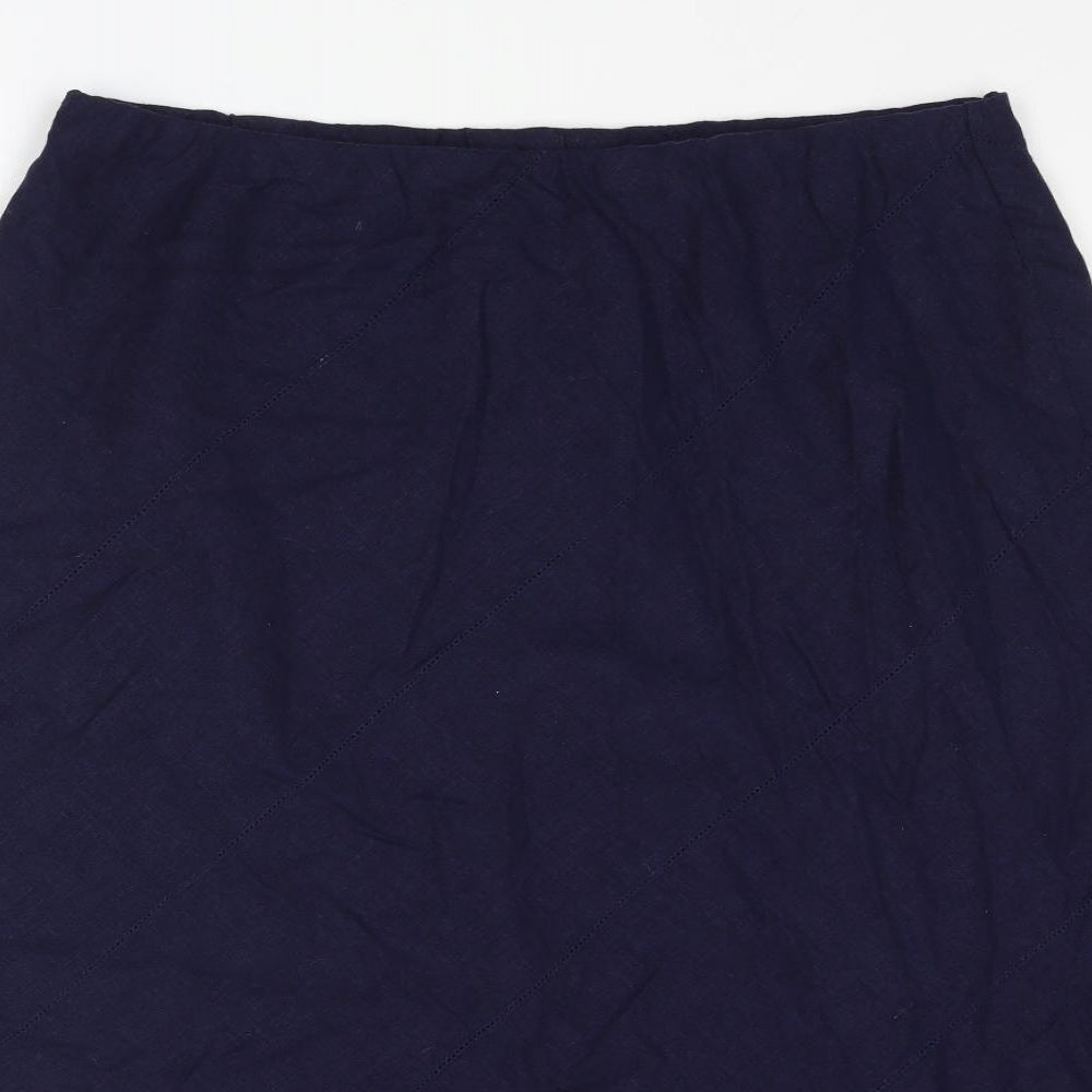 Marks and Spencer Womens Blue Linen A-Line Skirt Size 18