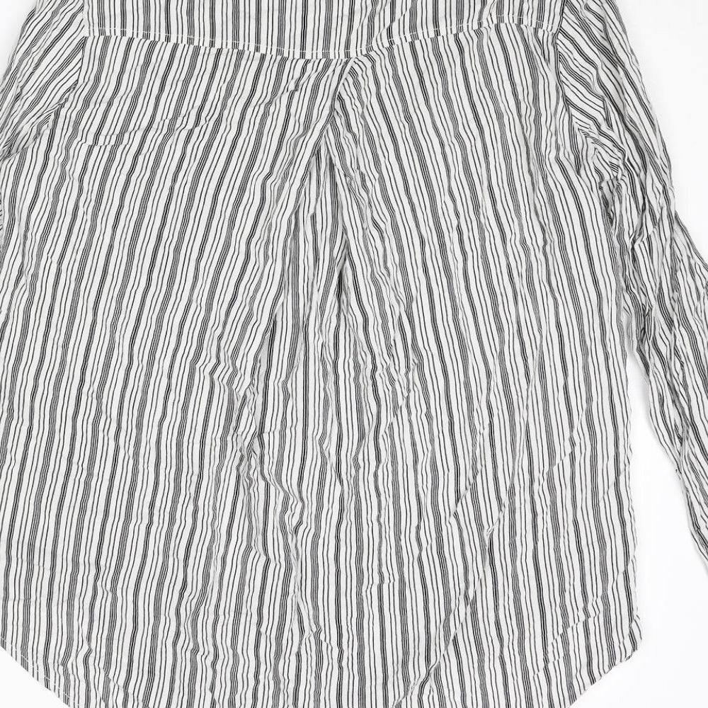 Just Living Womens White Striped Cotton Basic Button-Up Size M Collared