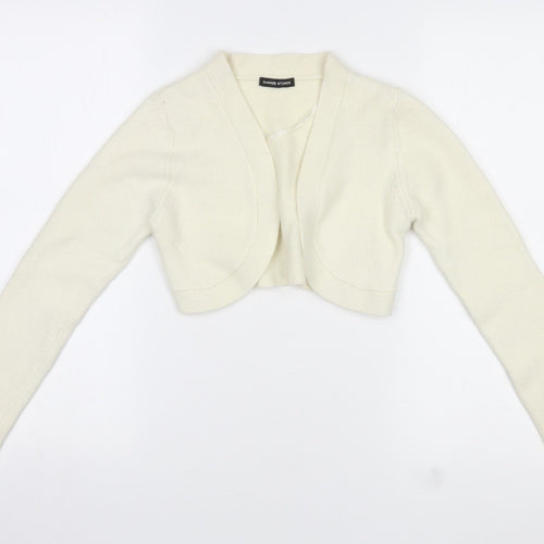 Dunnes Stores Womens Ivory V-Neck Nylon Cardigan Jumper Size 10