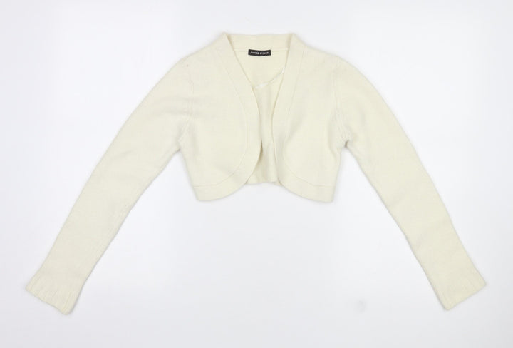 Dunnes Stores Womens Ivory V-Neck Nylon Cardigan Jumper Size 10