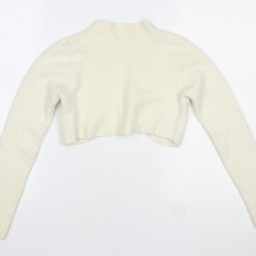 Dunnes Stores Womens Ivory V-Neck Nylon Cardigan Jumper Size 10