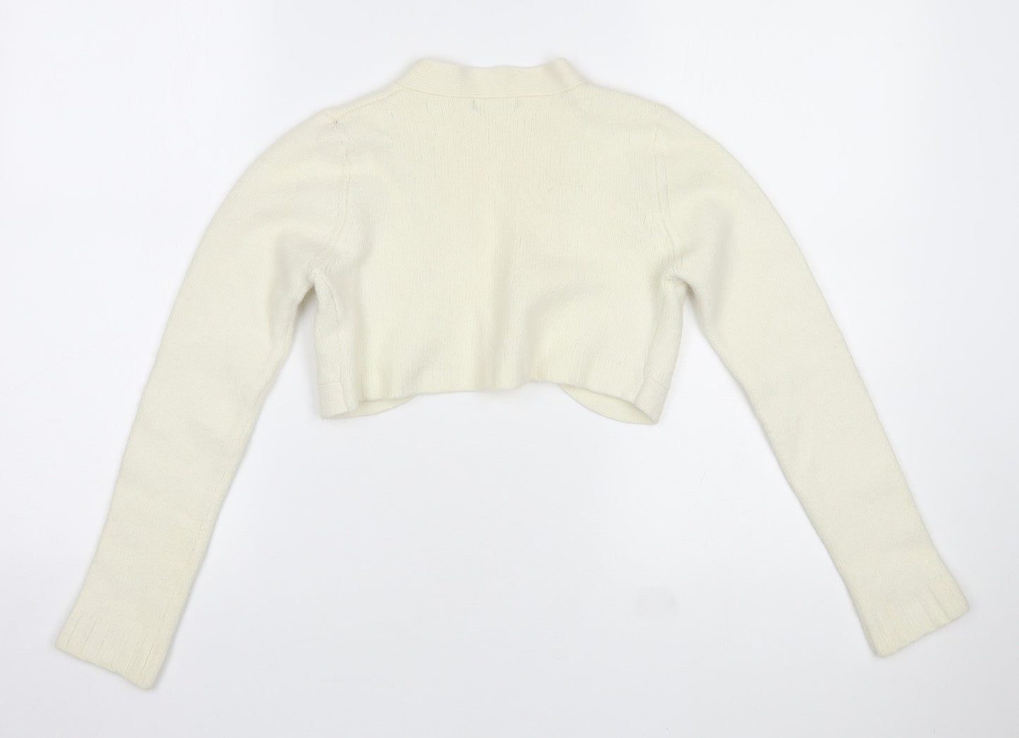 Dunnes Stores Womens Ivory V-Neck Nylon Cardigan Jumper Size 10