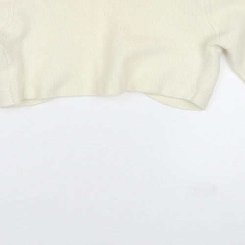 Dunnes Stores Womens Ivory V-Neck Nylon Cardigan Jumper Size 10