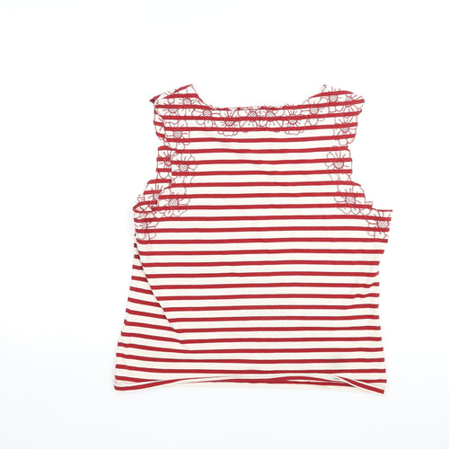 Per Una Womens Red Striped Cotton Basic Tank Size 16 Round Neck