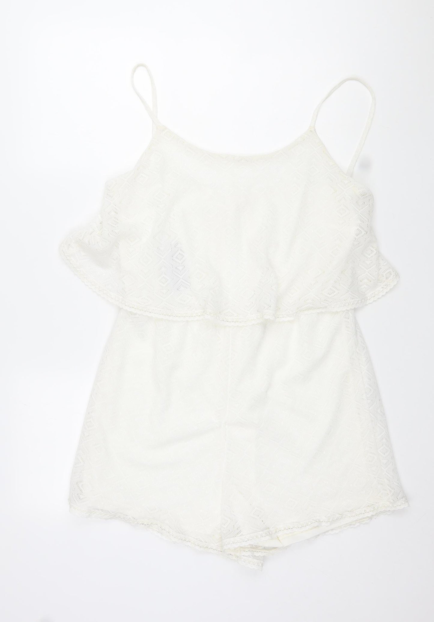 RT Womens Ivory Polyester Playsuit One-Piece Size 16 L3 in Button - Lace