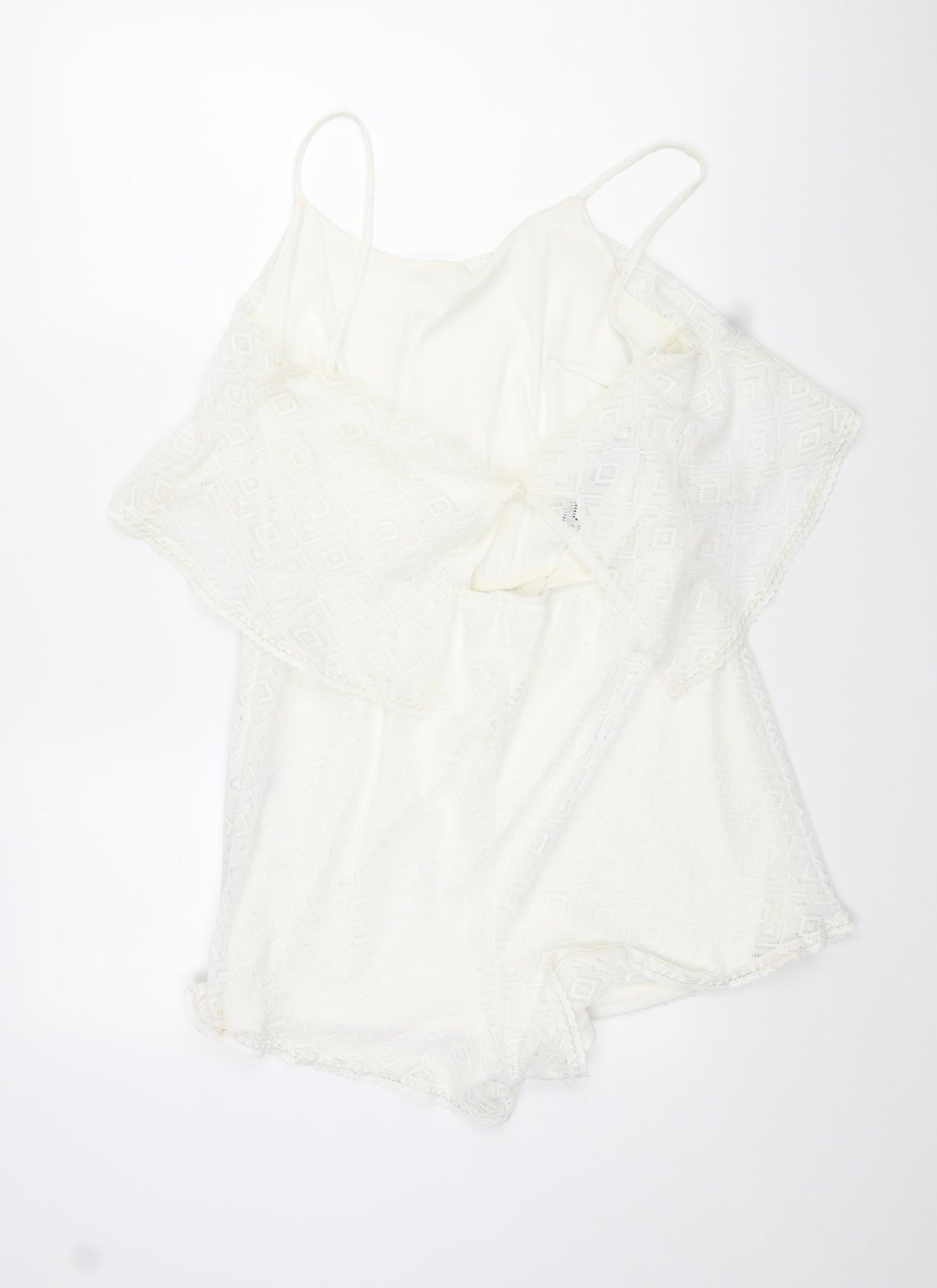 RT Womens Ivory Polyester Playsuit One-Piece Size 16 L3 in Button - Lace