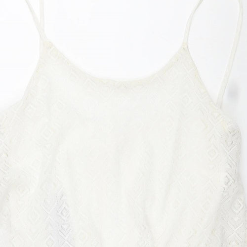 RT Womens Ivory Polyester Playsuit One-Piece Size 16 L3 in Button - Lace