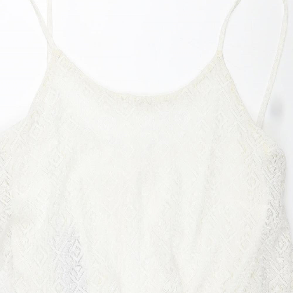 RT Womens Ivory Polyester Playsuit One-Piece Size 16 L3 in Button - Lace