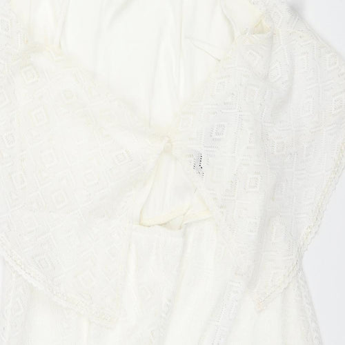 RT Womens Ivory Polyester Playsuit One-Piece Size 16 L3 in Button - Lace