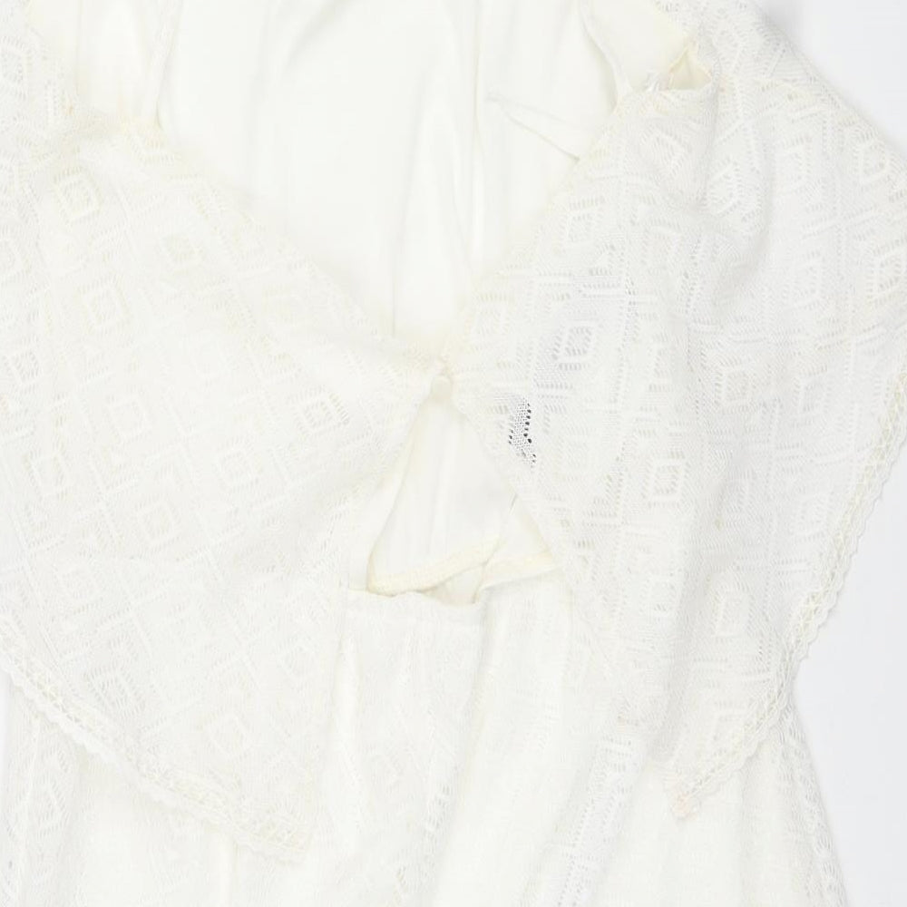 RT Womens Ivory Polyester Playsuit One-Piece Size 16 L3 in Button - Lace