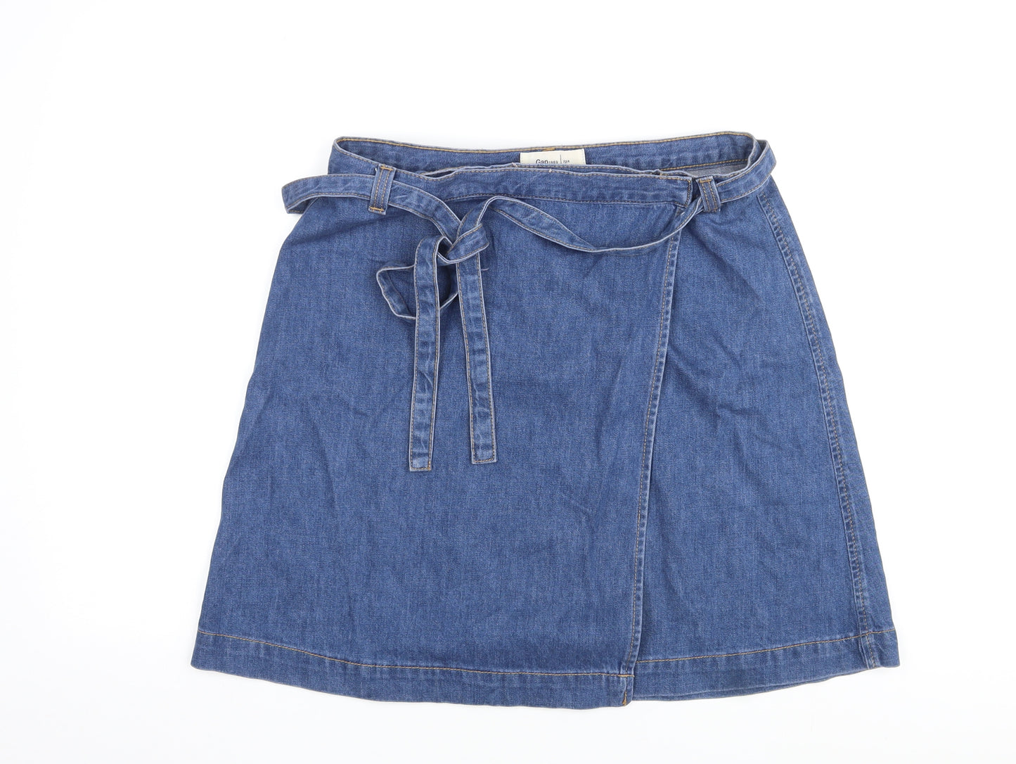 Gap Womens Blue Cotton Mini Skirt Size 30 in Tie