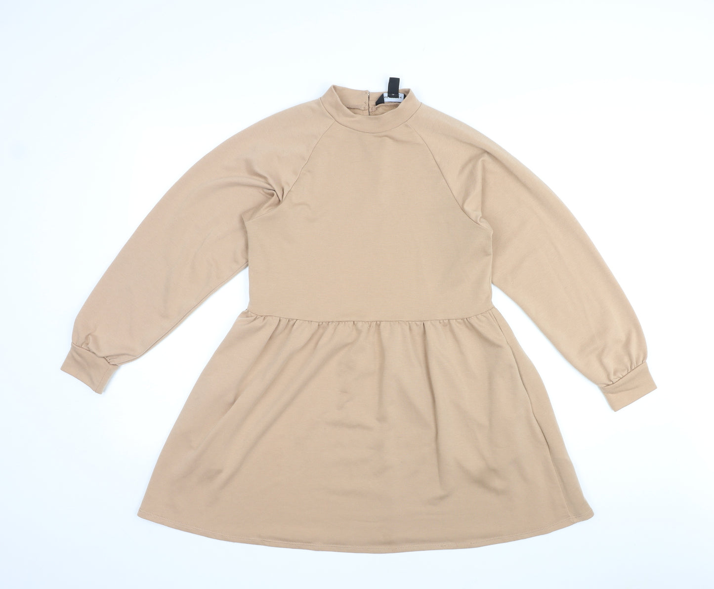 New Look Womens Beige Polyester Mini Size 8 Mock Neck Pullover