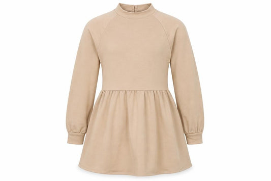 Front view of New Look women’s beige polyester mini, size UK 8, mock neck pullover