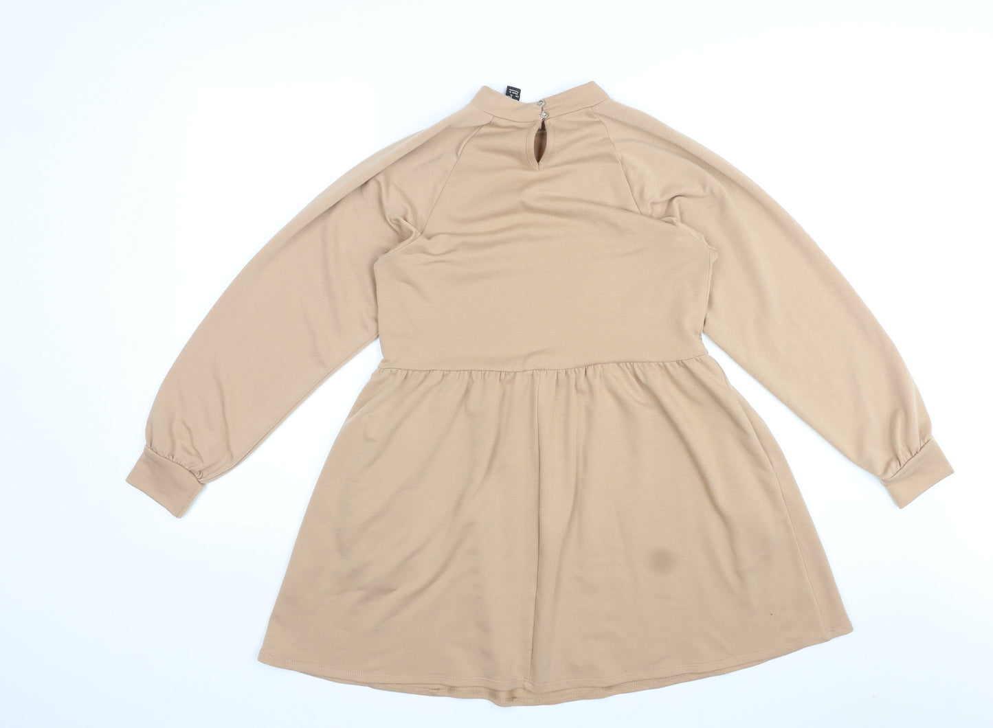 New Look Womens Beige Polyester Mini Size 8 Mock Neck Pullover