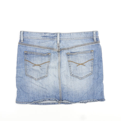 Gap Womens Blue Cotton Mini Skirt Size L Zip