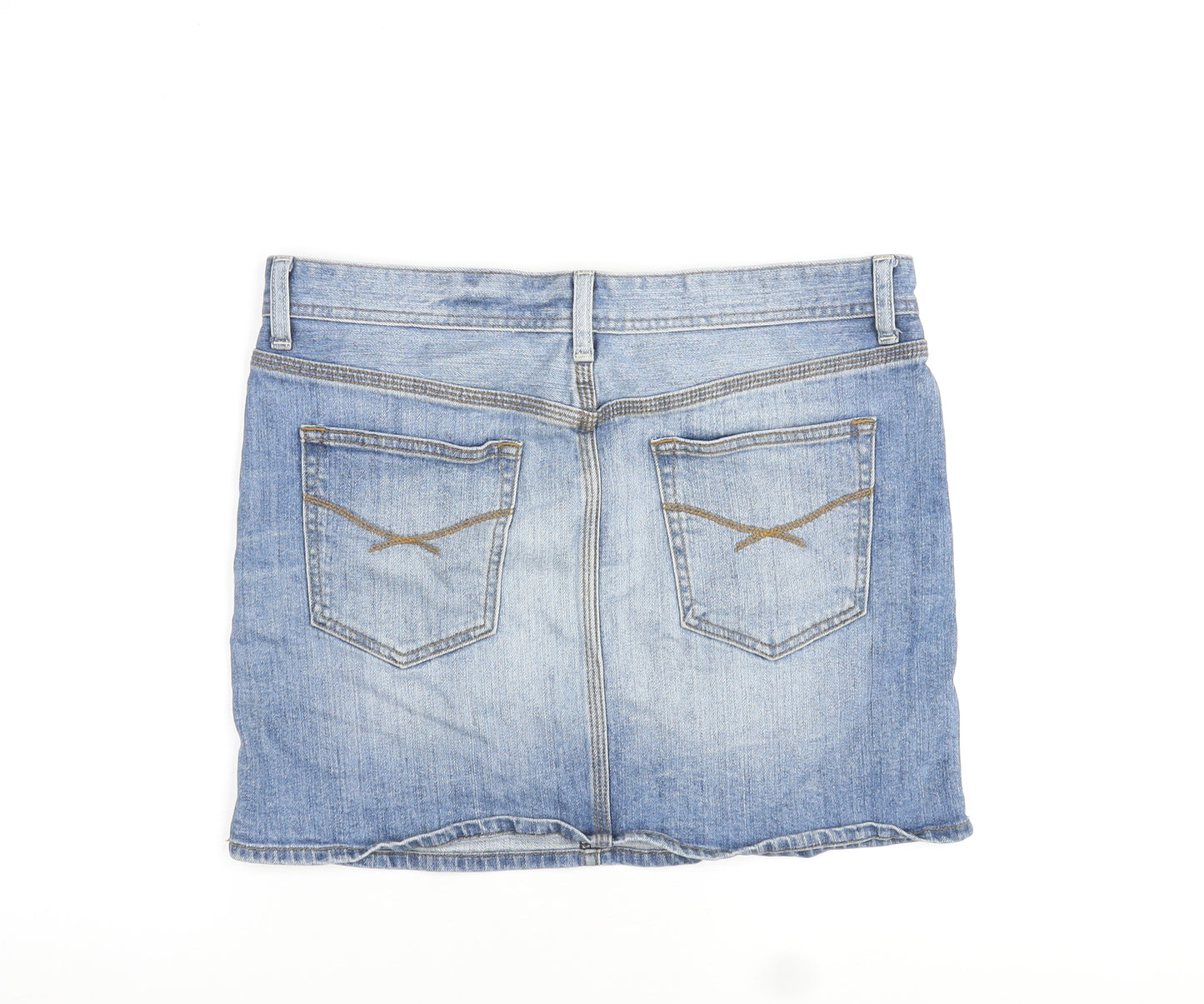 Gap Womens Blue Cotton Mini Skirt Size L Zip