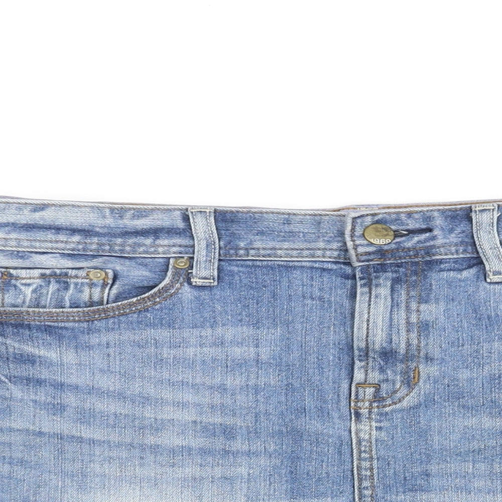 Gap Womens Blue Cotton Mini Skirt Size L Zip