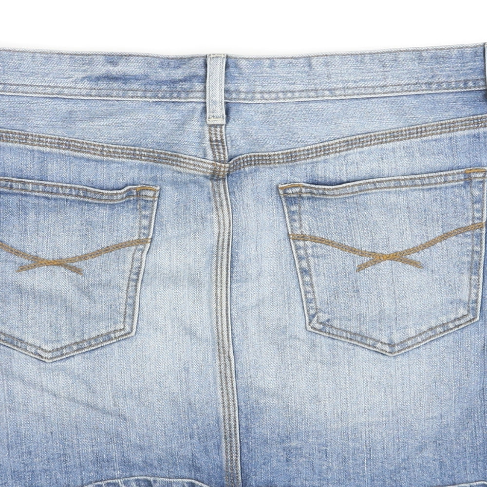 Gap Womens Blue Cotton Mini Skirt Size L Zip