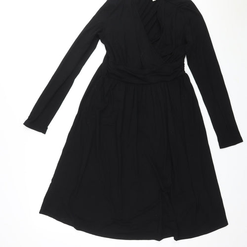 Grecerelle Womens Black Rayon A-Line Size M V-Neck Pullover