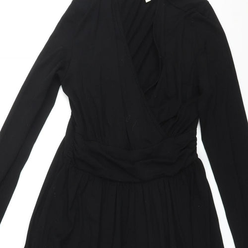 Grecerelle Womens Black Rayon A-Line Size M V-Neck Pullover