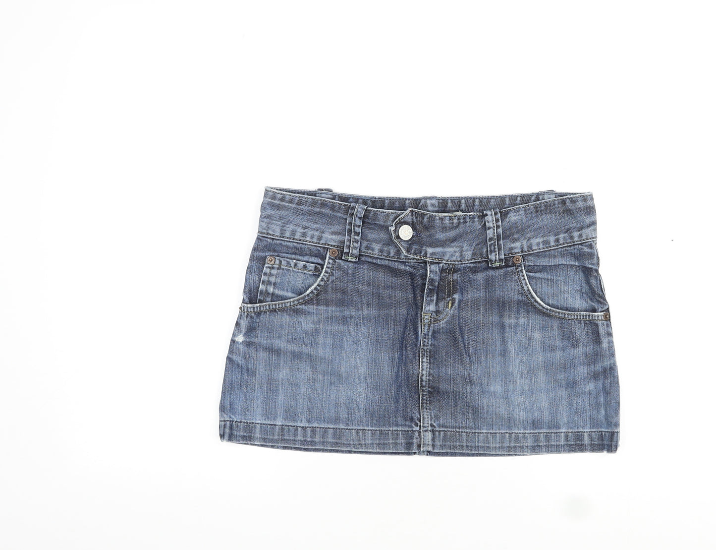 Gap Womens Blue Cotton Mini Skirt Size 4 Zip