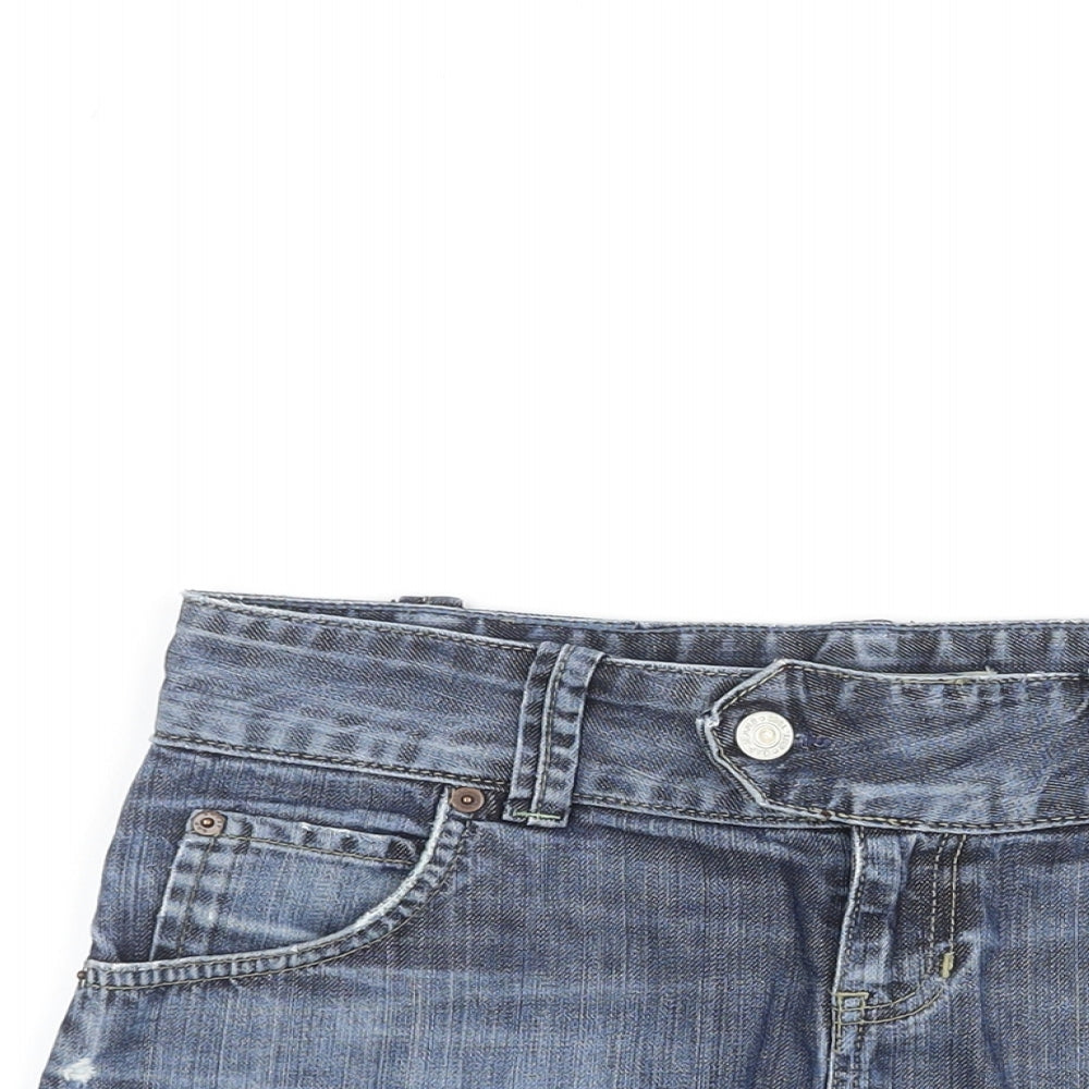 Gap Womens Blue Cotton Mini Skirt Size 4 Zip